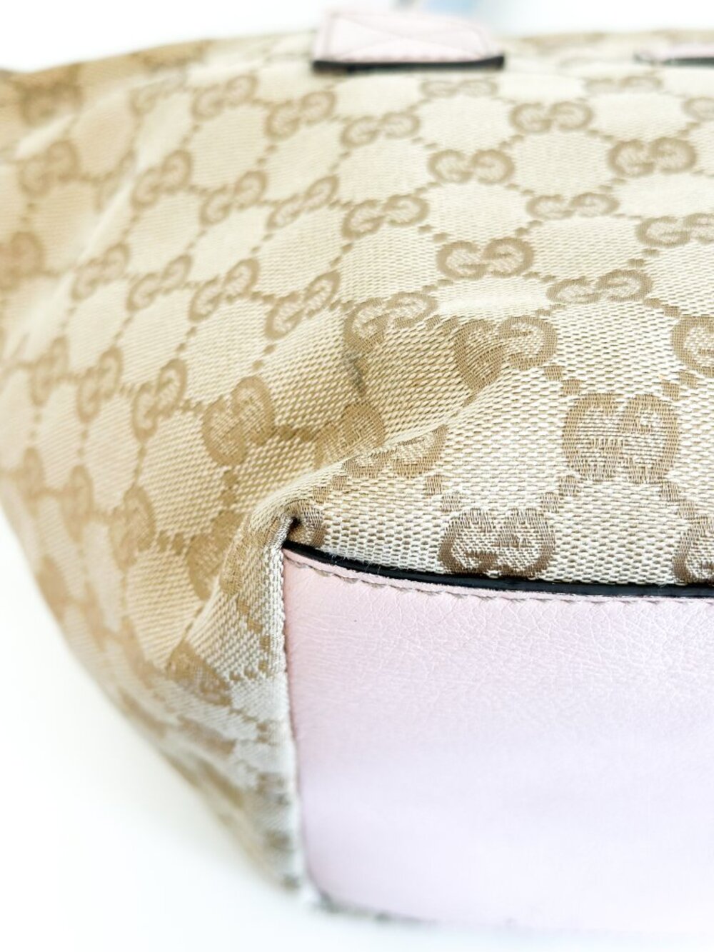 Gucci GG Monogram Canvas Blue Pink Tote Bag - Picture 9 of 16